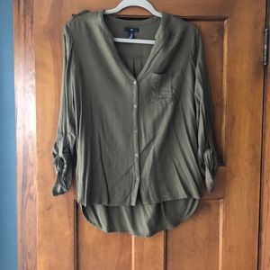 Cute army green button-down top